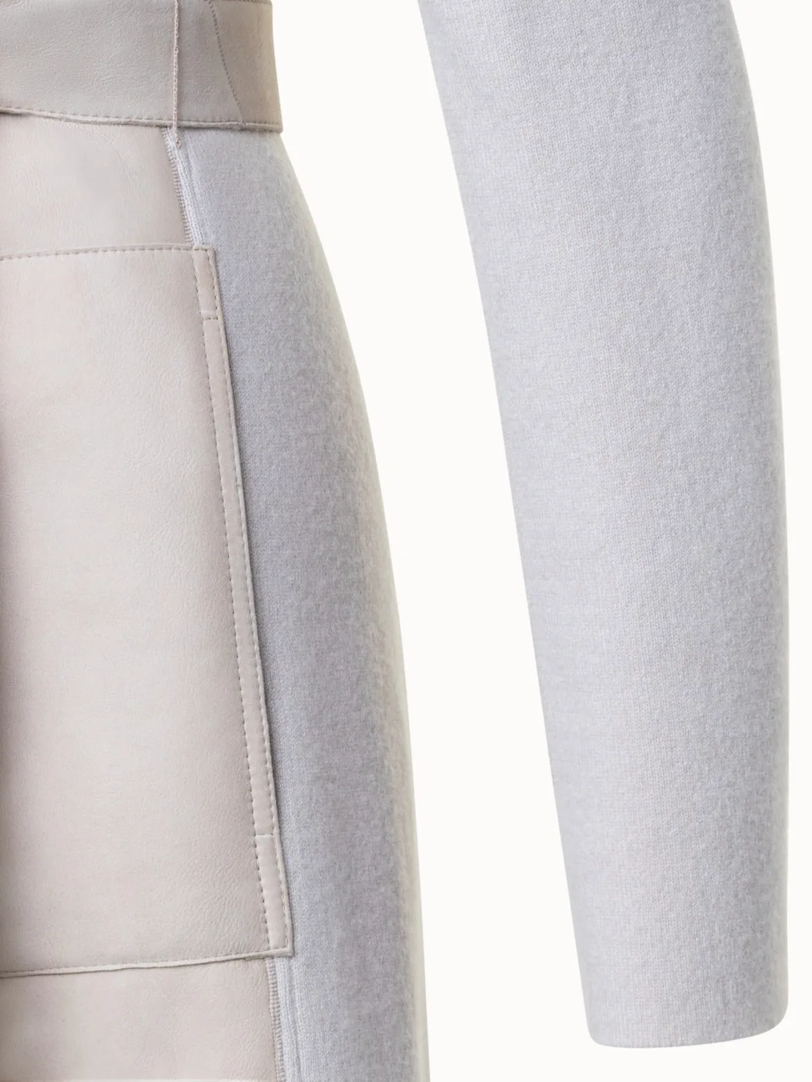 Mantel aus Shearling und Kaschmir-Strick