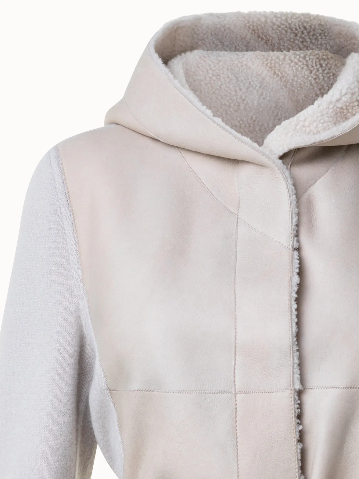Mantel aus Shearling und Kaschmir-Strick