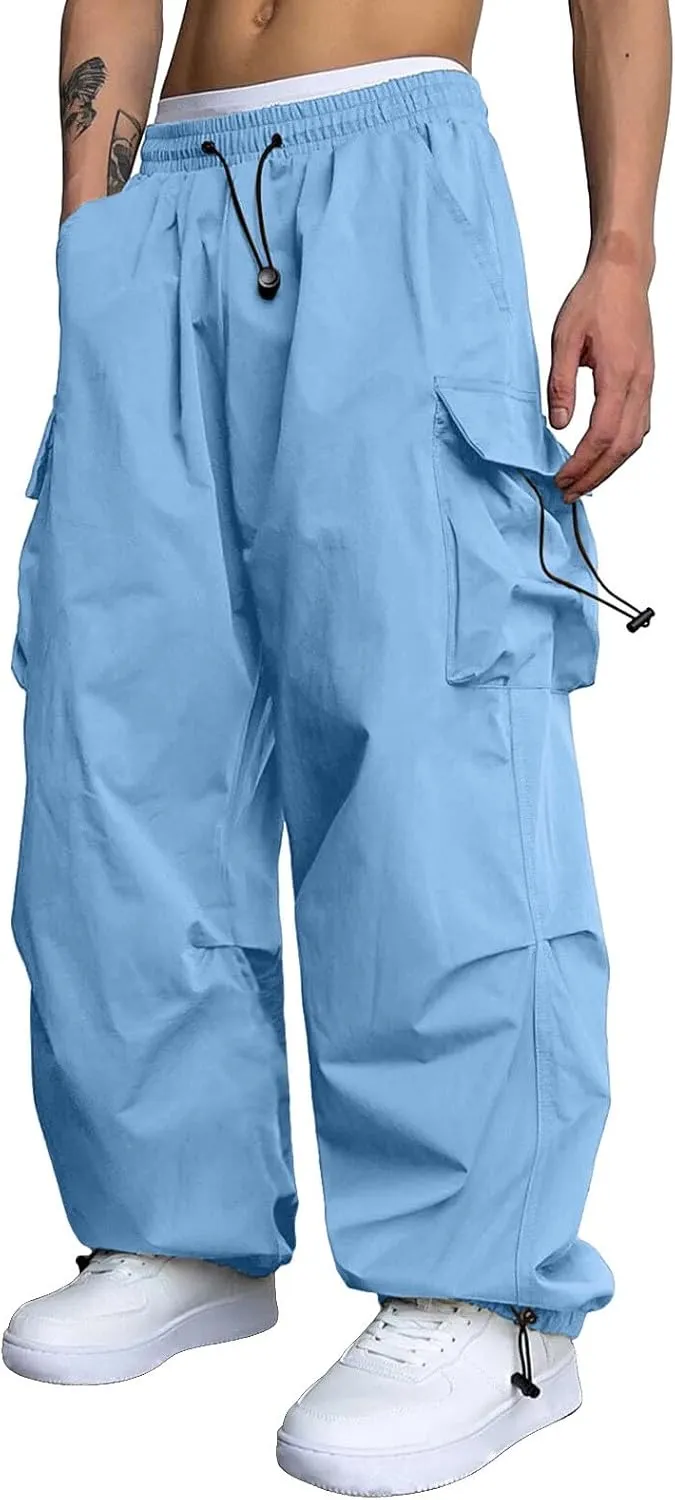 Mens Cargo Pant Casual Work Pant Elastic Waist Cotton Cargo Joggers Men with Multiple Pockets