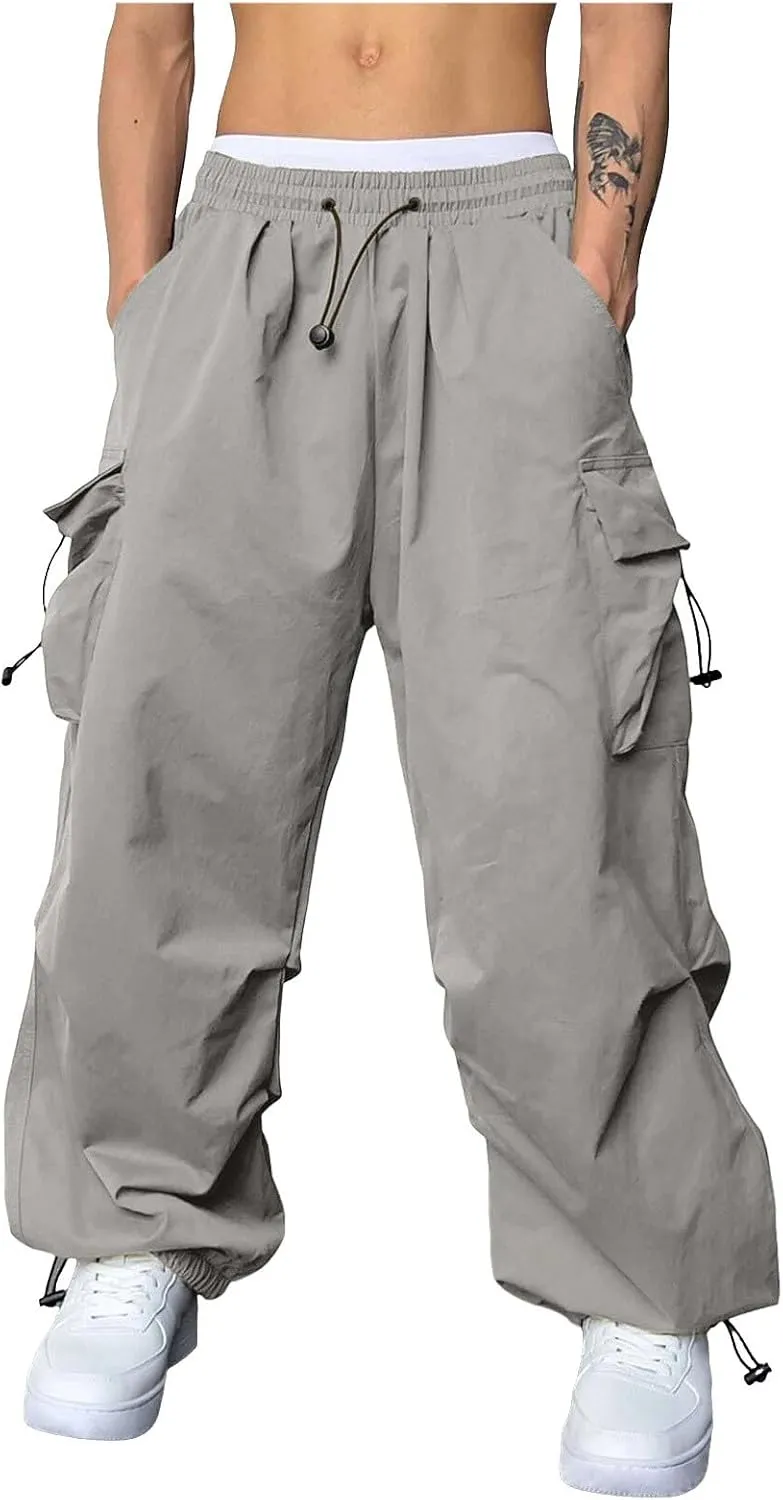 Mens Cargo Pant Casual Work Pant Elastic Waist Cotton Cargo Joggers Men with Multiple Pockets