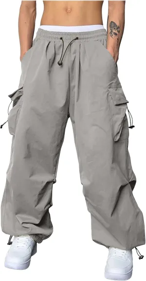 Mens Cargo Pant Casual Work Pant Elastic Waist Cotton Cargo Joggers Men with Multiple Pockets
