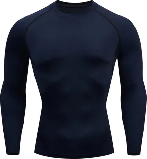 Mens Compression Shirt Long Sleeve Slim Fit Workout T Shirts Athletic Undershirt Dry Fit Sports Tight Cooling Gym Tops