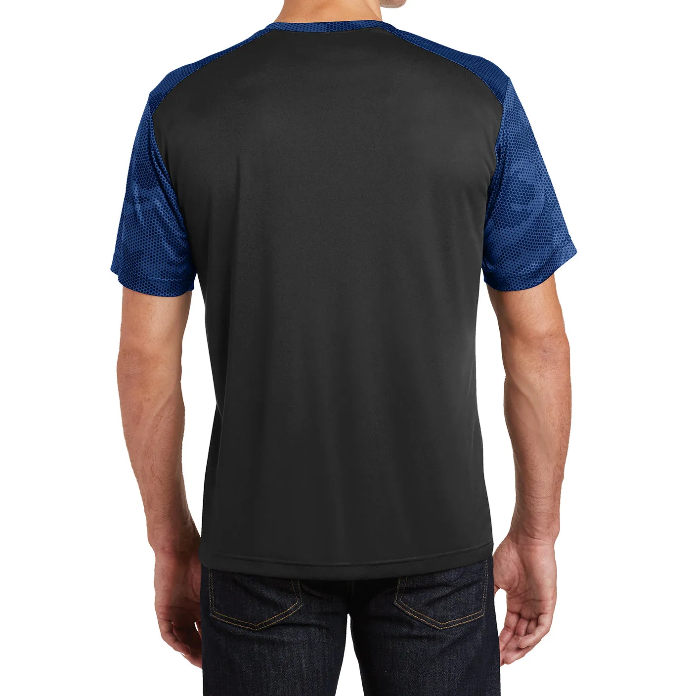 Mens Digital Camo Hex Colorblock Moisture Wicking Athletic Training T-shirt