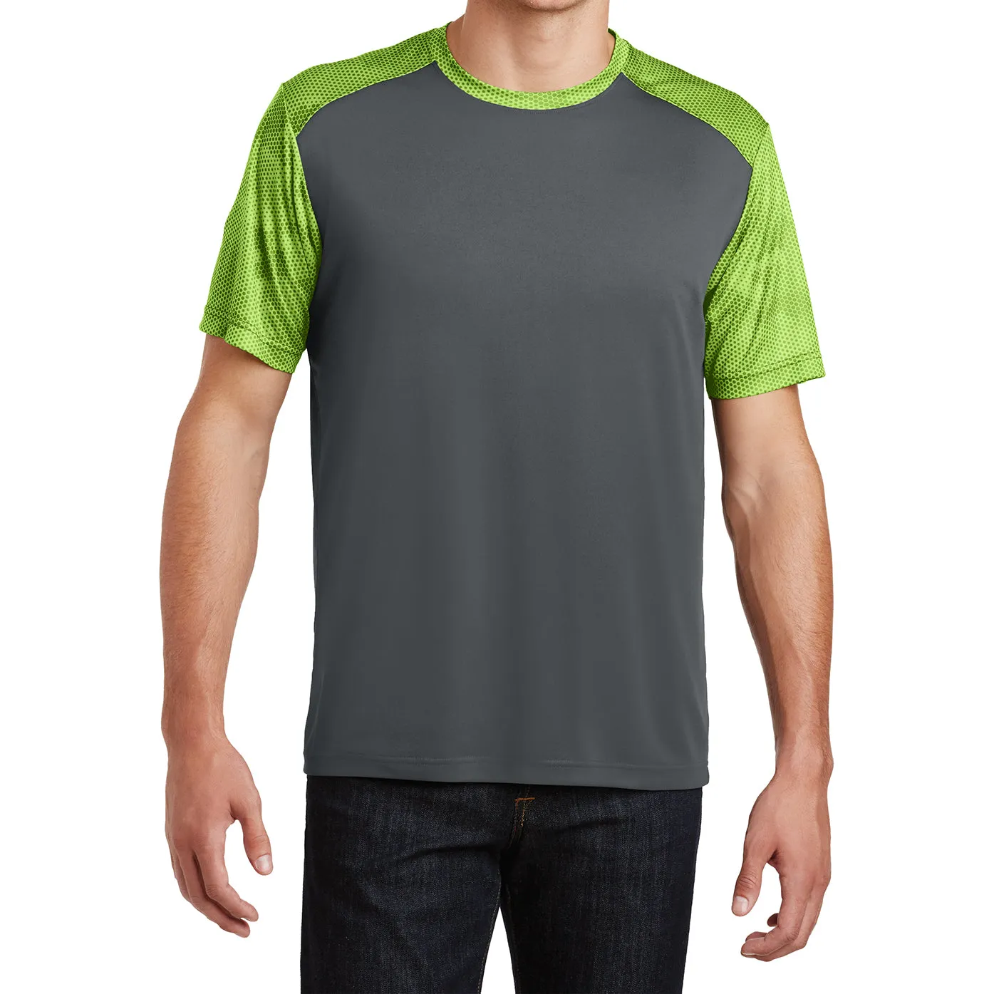 Mens Digital Camo Hex Colorblock Moisture Wicking Athletic Training T-shirt
