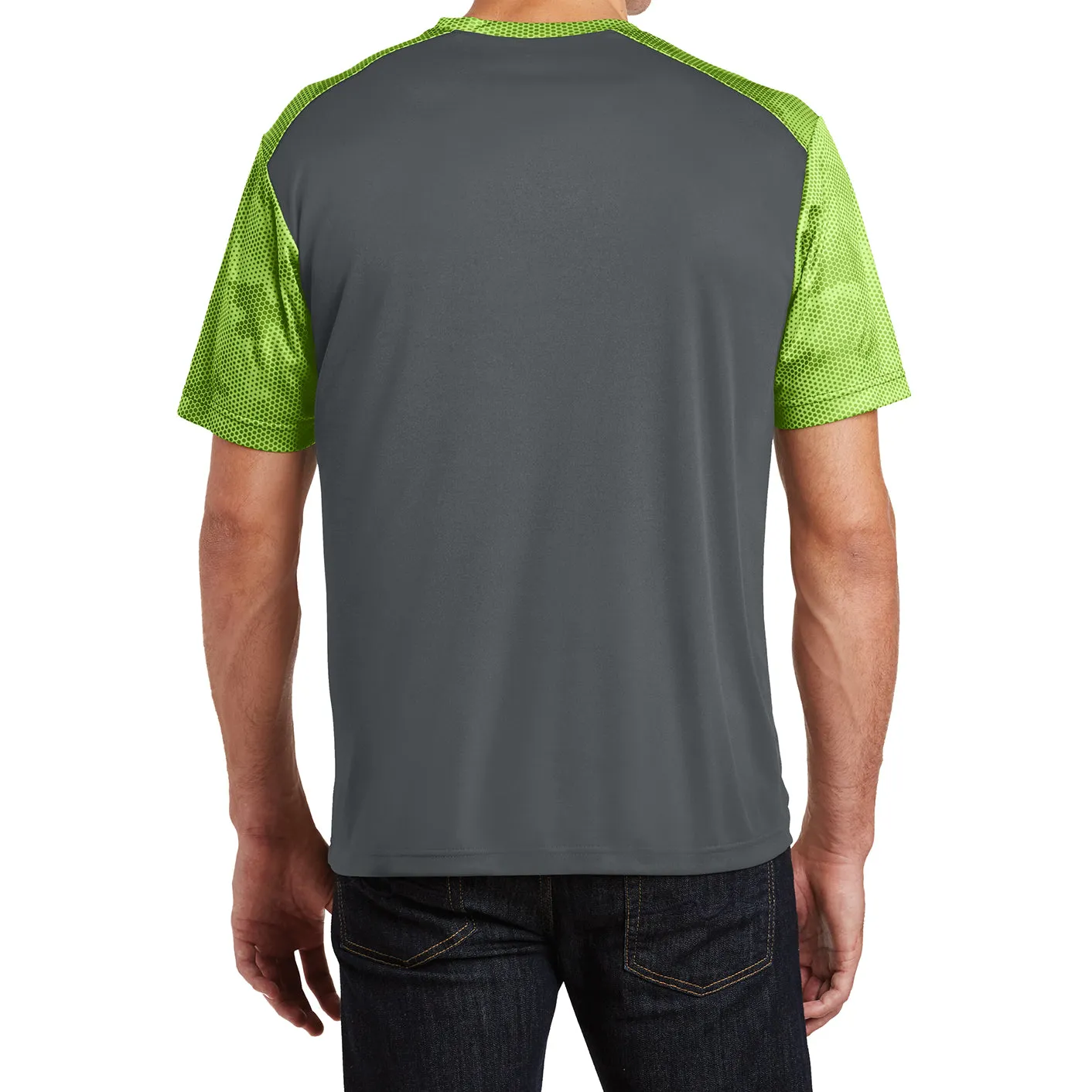 Mens Digital Camo Hex Colorblock Moisture Wicking Athletic Training T-shirt