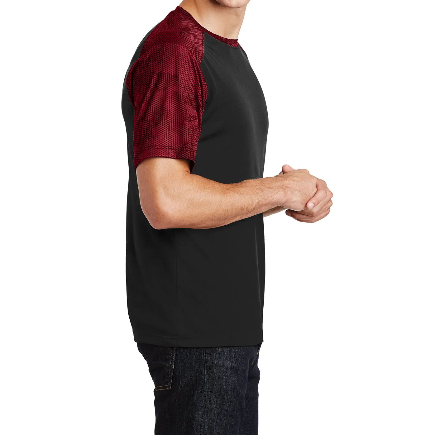 Mens Digital Camo Hex Colorblock Moisture Wicking Athletic Training T-shirt