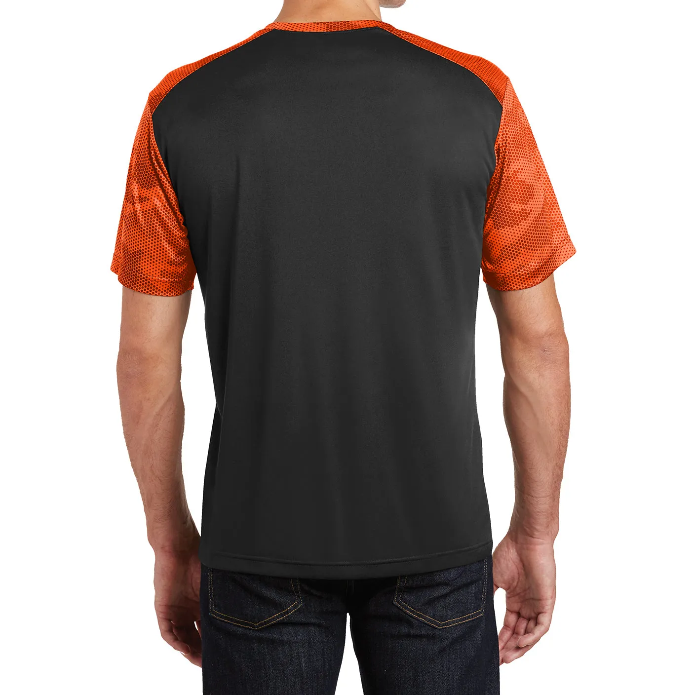 Mens Digital Camo Hex Colorblock Moisture Wicking Athletic Training T-shirt