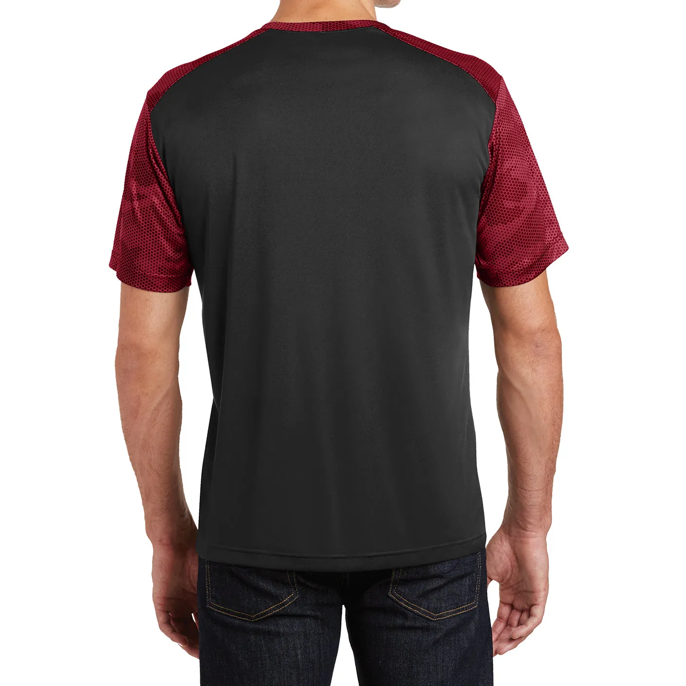 Mens Digital Camo Hex Colorblock Moisture Wicking Athletic Training T-shirt