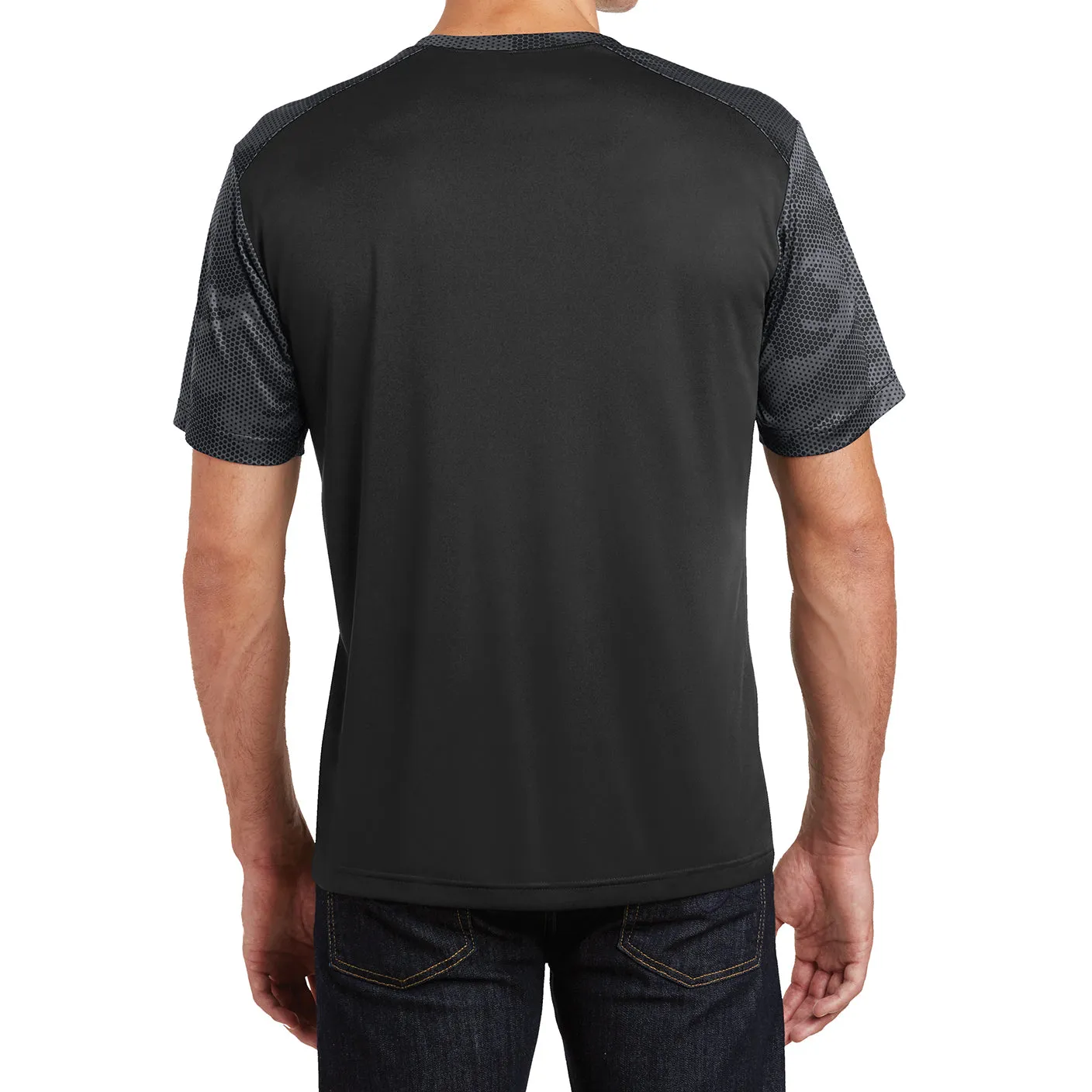 Mens Digital Camo Hex Colorblock Moisture Wicking Athletic Training T-shirt