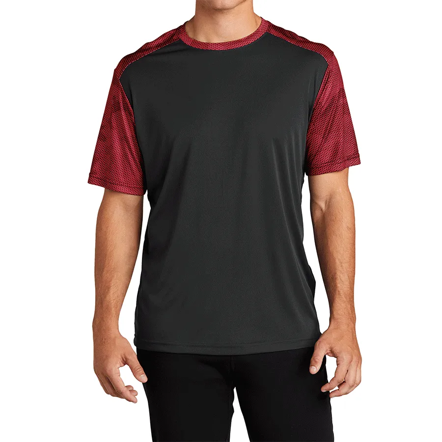 Mens Digital Camo Hex Colorblock Moisture Wicking Athletic Training T-shirt