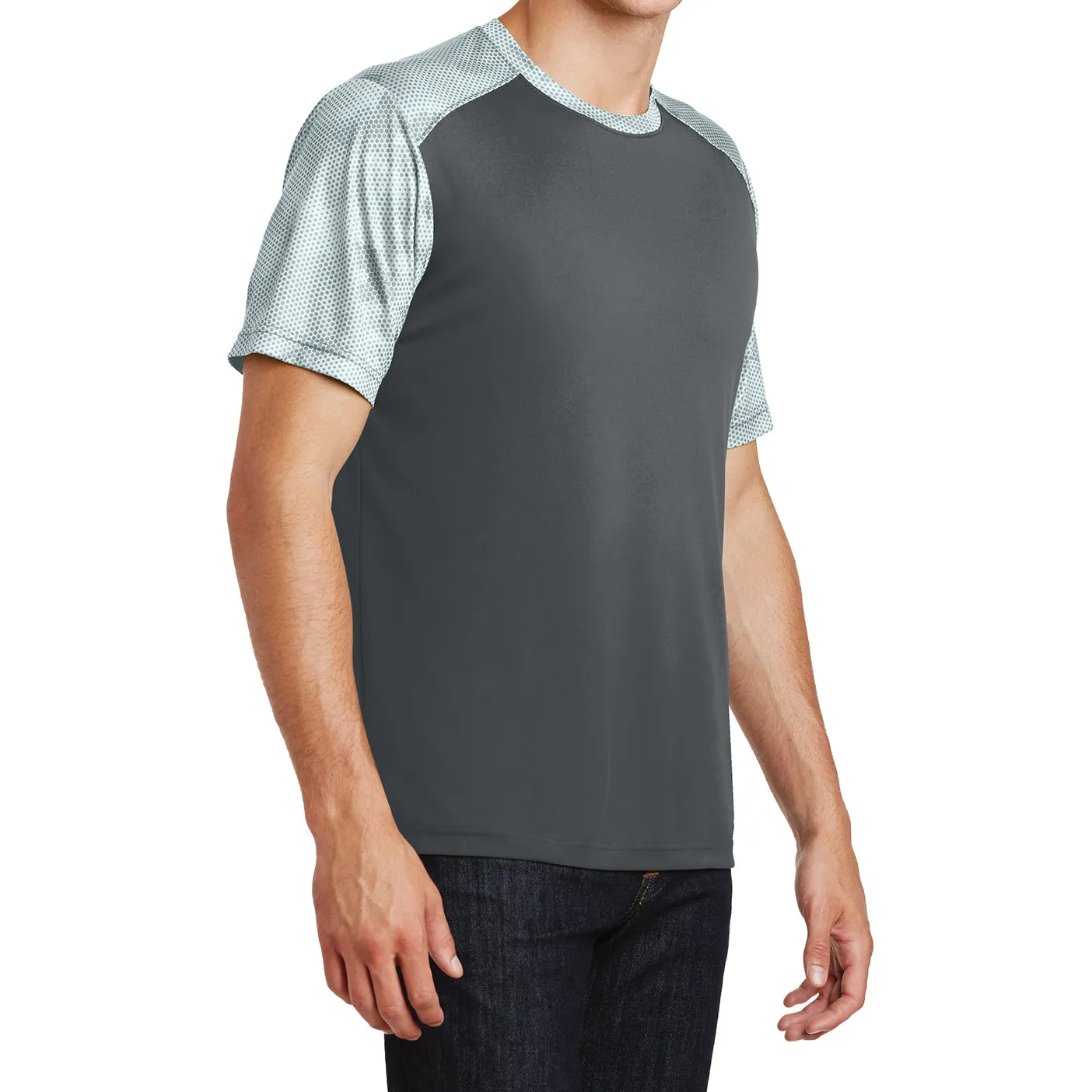 Mens Digital Camo Hex Colorblock Moisture Wicking Athletic Training T-shirt