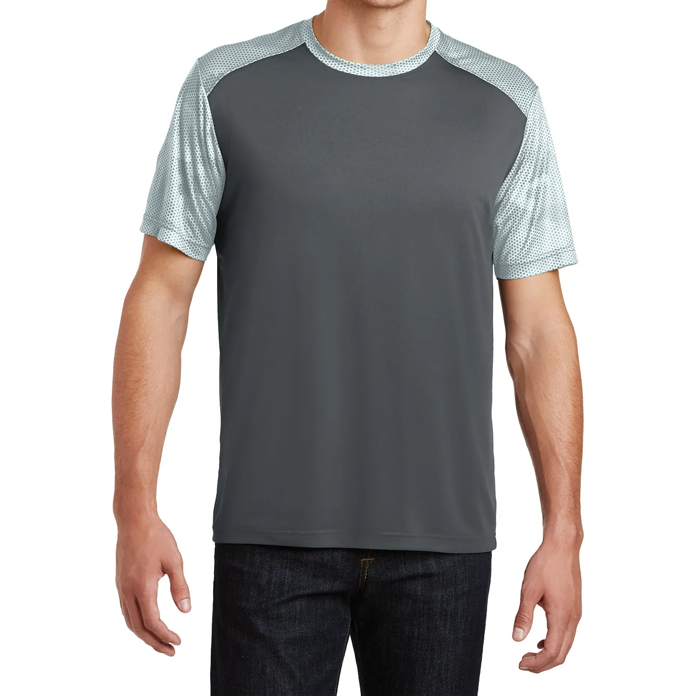 Mens Digital Camo Hex Colorblock Moisture Wicking Athletic Training T-shirt