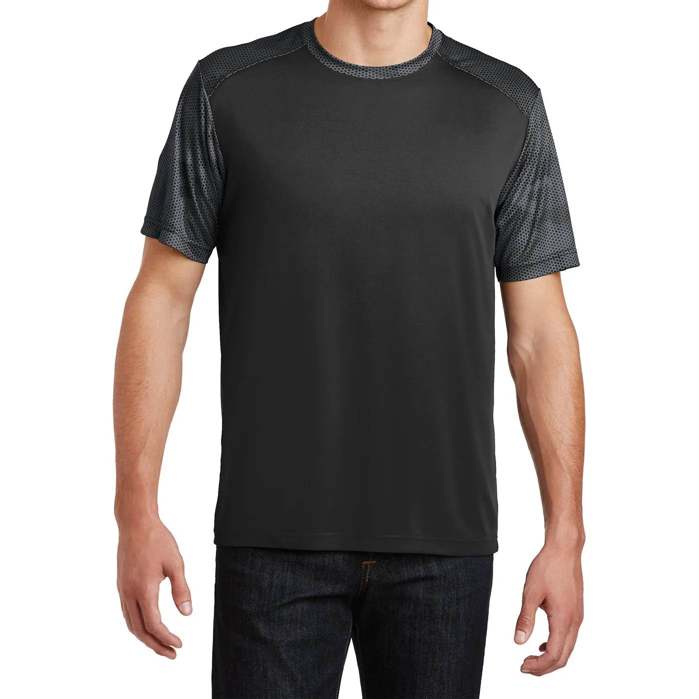 Mens Digital Camo Hex Colorblock Moisture Wicking Athletic Training T-shirt