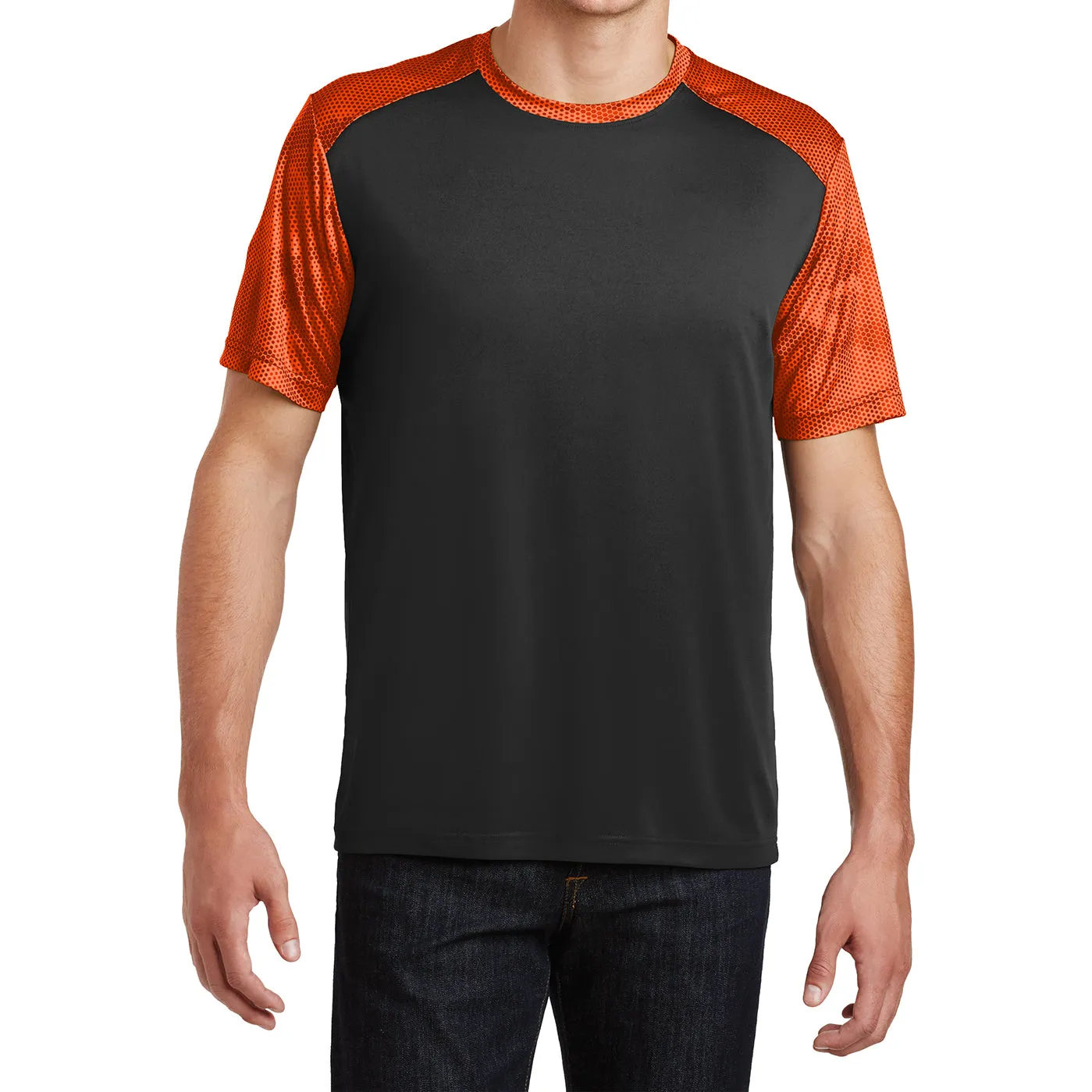 Mens Digital Camo Hex Colorblock Moisture Wicking Athletic Training T-shirt