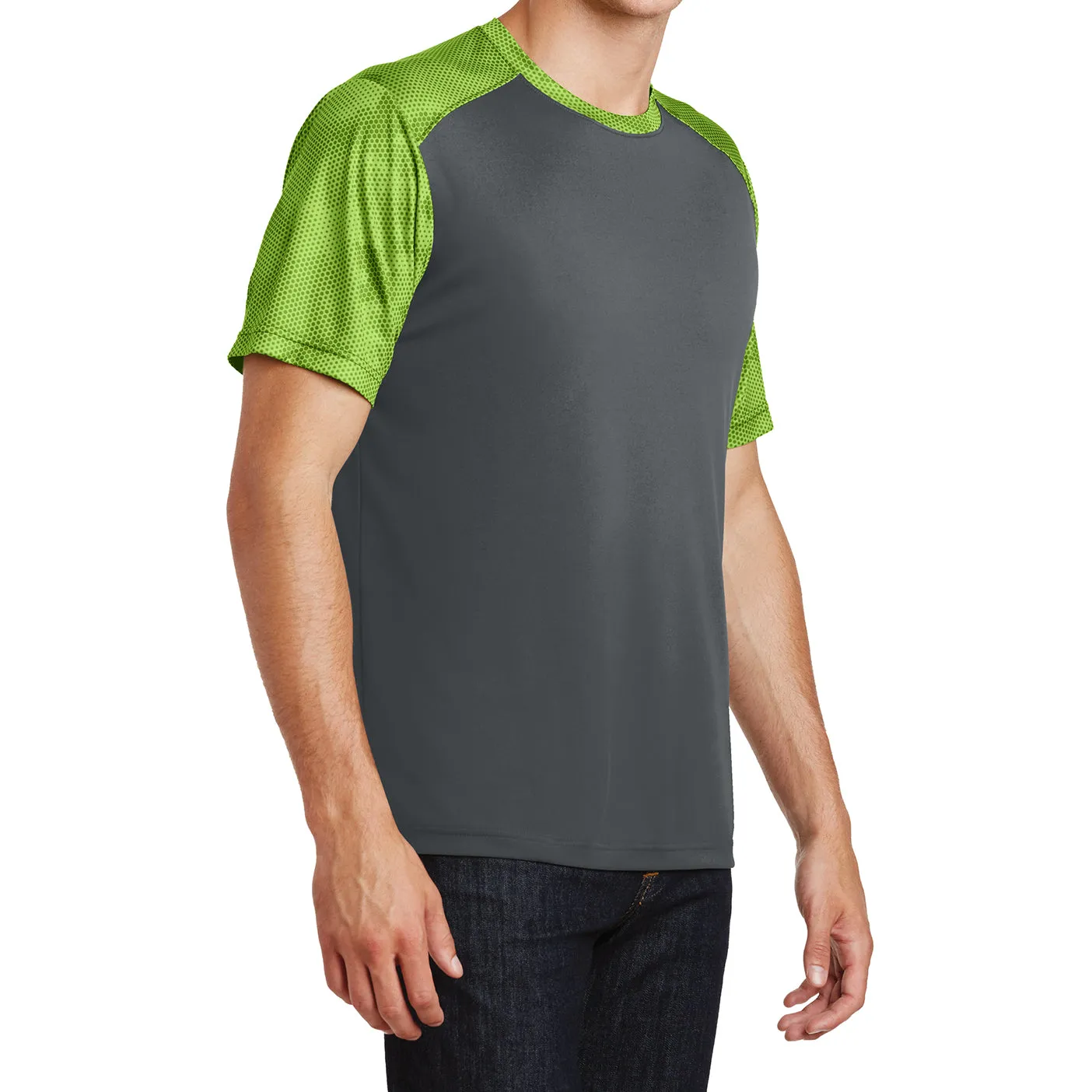 Mens Digital Camo Hex Colorblock Moisture Wicking Athletic Training T-shirt
