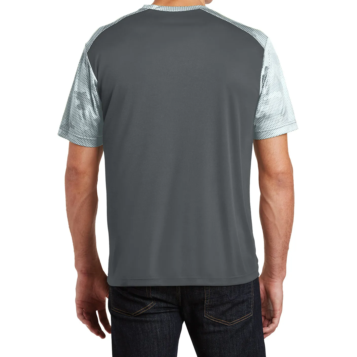 Mens Digital Camo Hex Colorblock Moisture Wicking Athletic Training T-shirt
