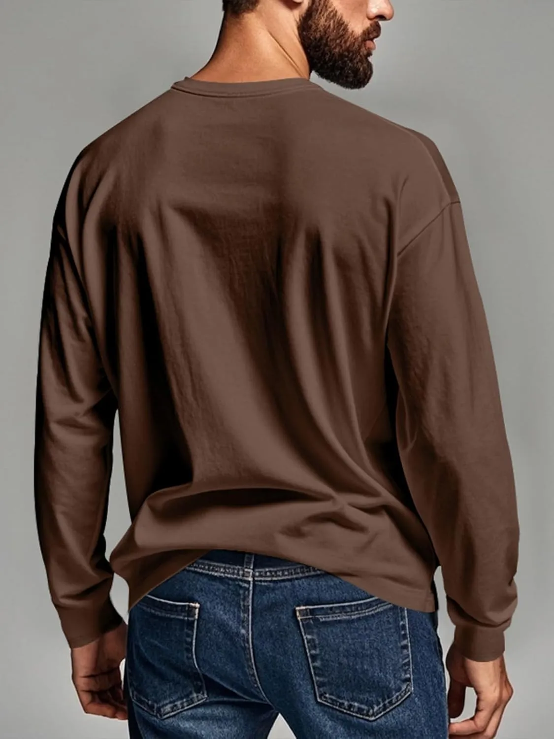 Mens Henley Long Sleeve Shirts Casual Plain Button T-Shirts Lightweight Slim Fit Pullover Shirts