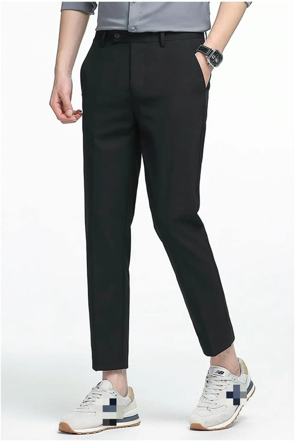 Men's Slim Fit Cropped Suit Pants, Casual Ankle Business Pants Dress Pants Chino Pants