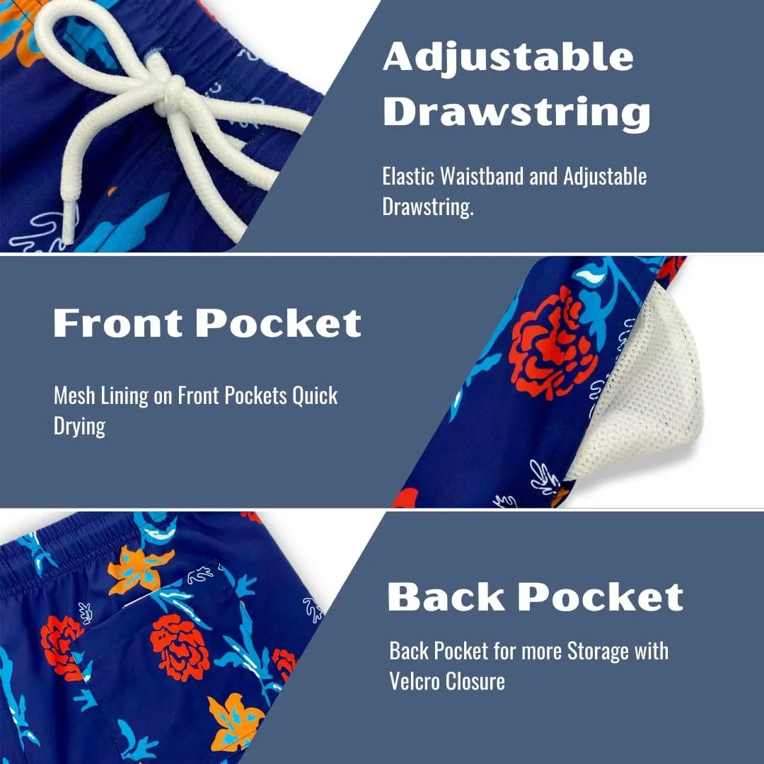 Mens Swim Trunks 5in Board Shorts Quick Dry Swim Shorts with Mesh Lining and Pockets