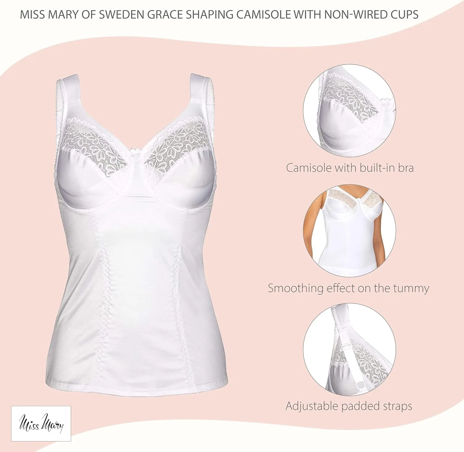 Miss Mary of Sweden Grace Womens Shaping Camisole with Full Cup Built-in Bra