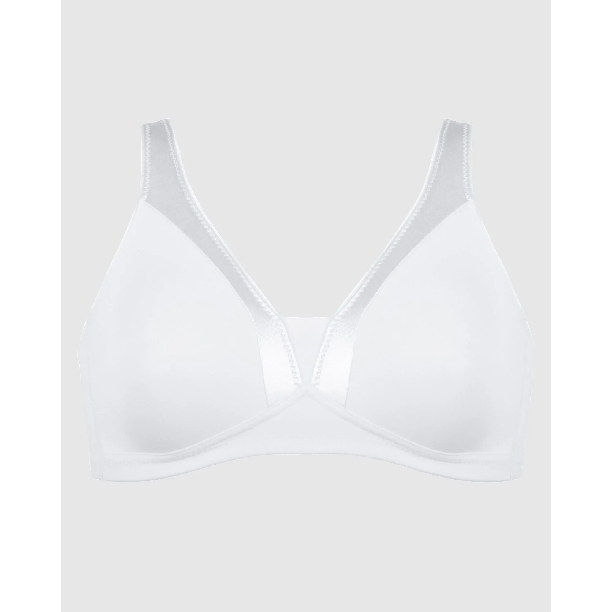 Moulded Soft Cup Wirefree Bra With Satin Trim-White