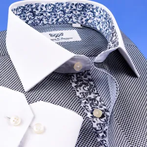 New Arrival Black Houndstooth Contrast Formal Business Dress Shirt Inner Lining Luxury Fashion