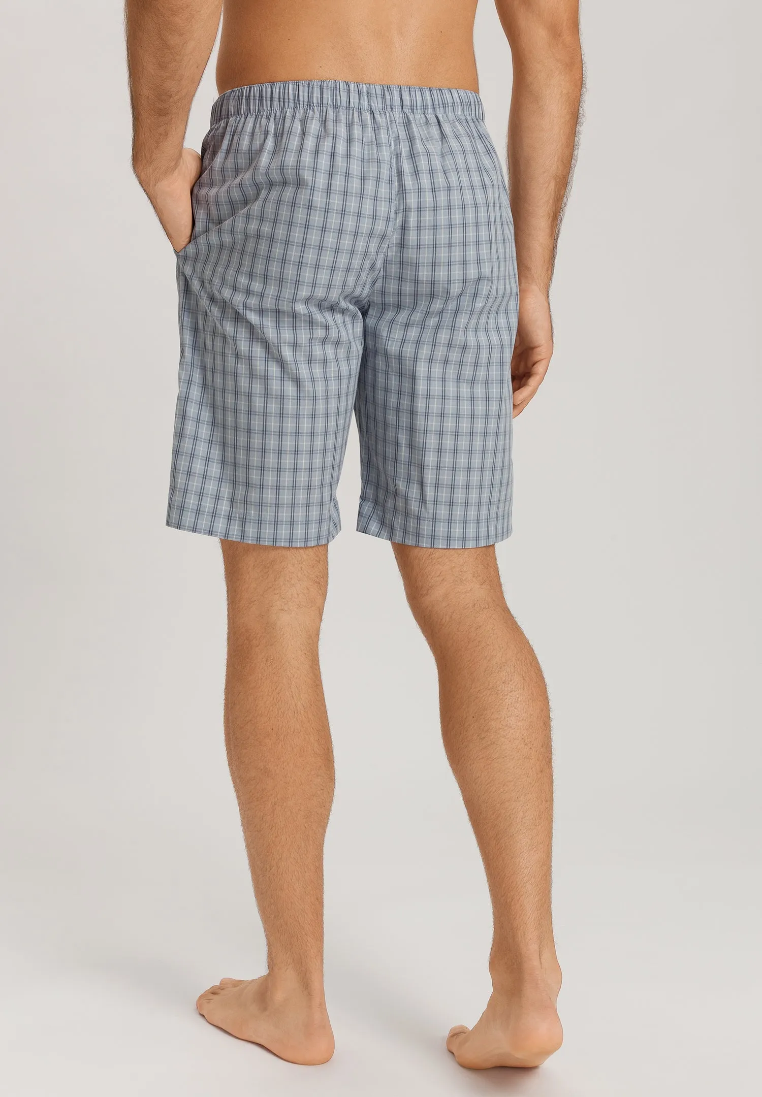 Night And Day Drawstring Cotton and Linen Shorts | Sea Breeze Check 75117-3017