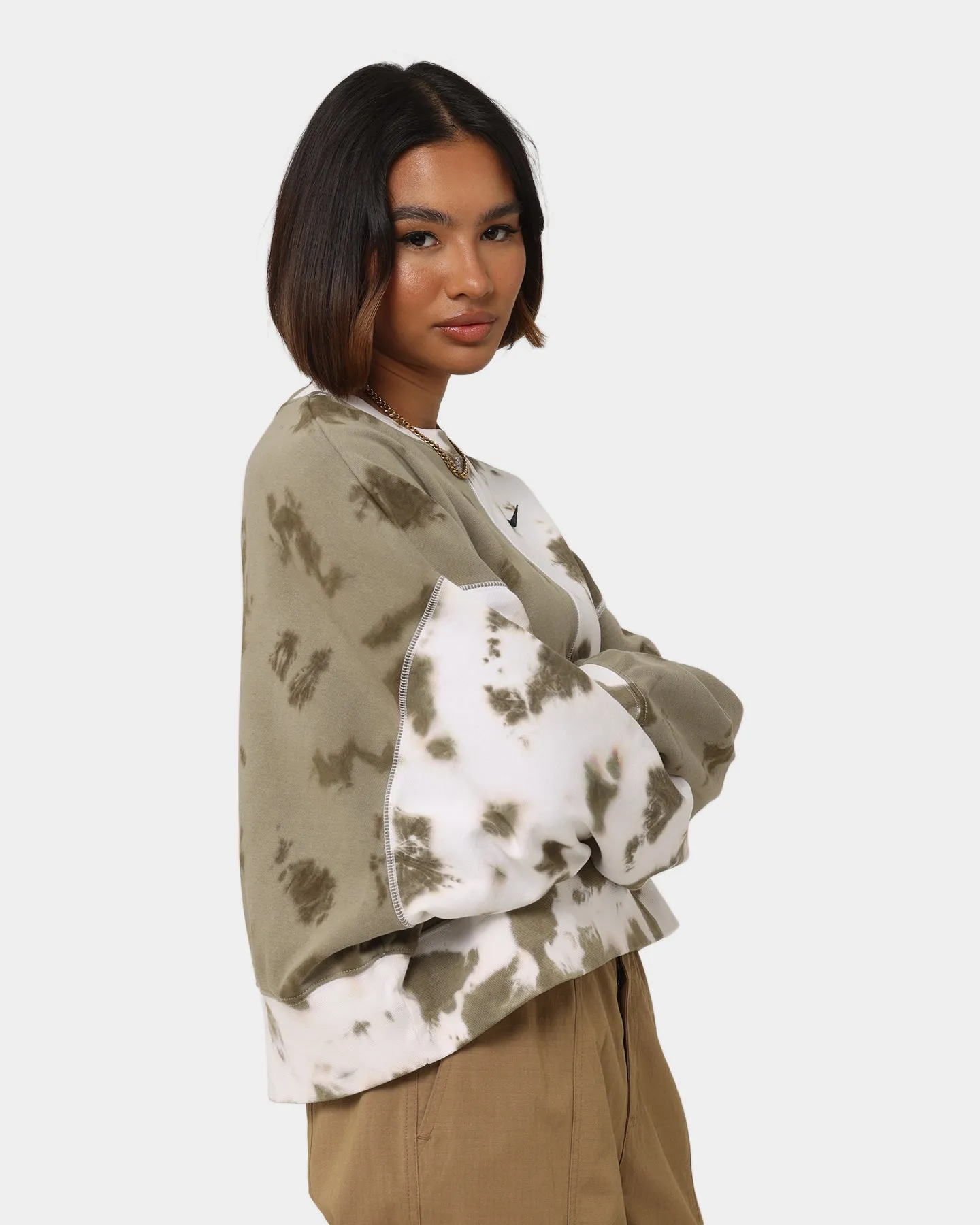 Nike Nike Sportswear Women's Fleece Tie Dye Crewneck Olive