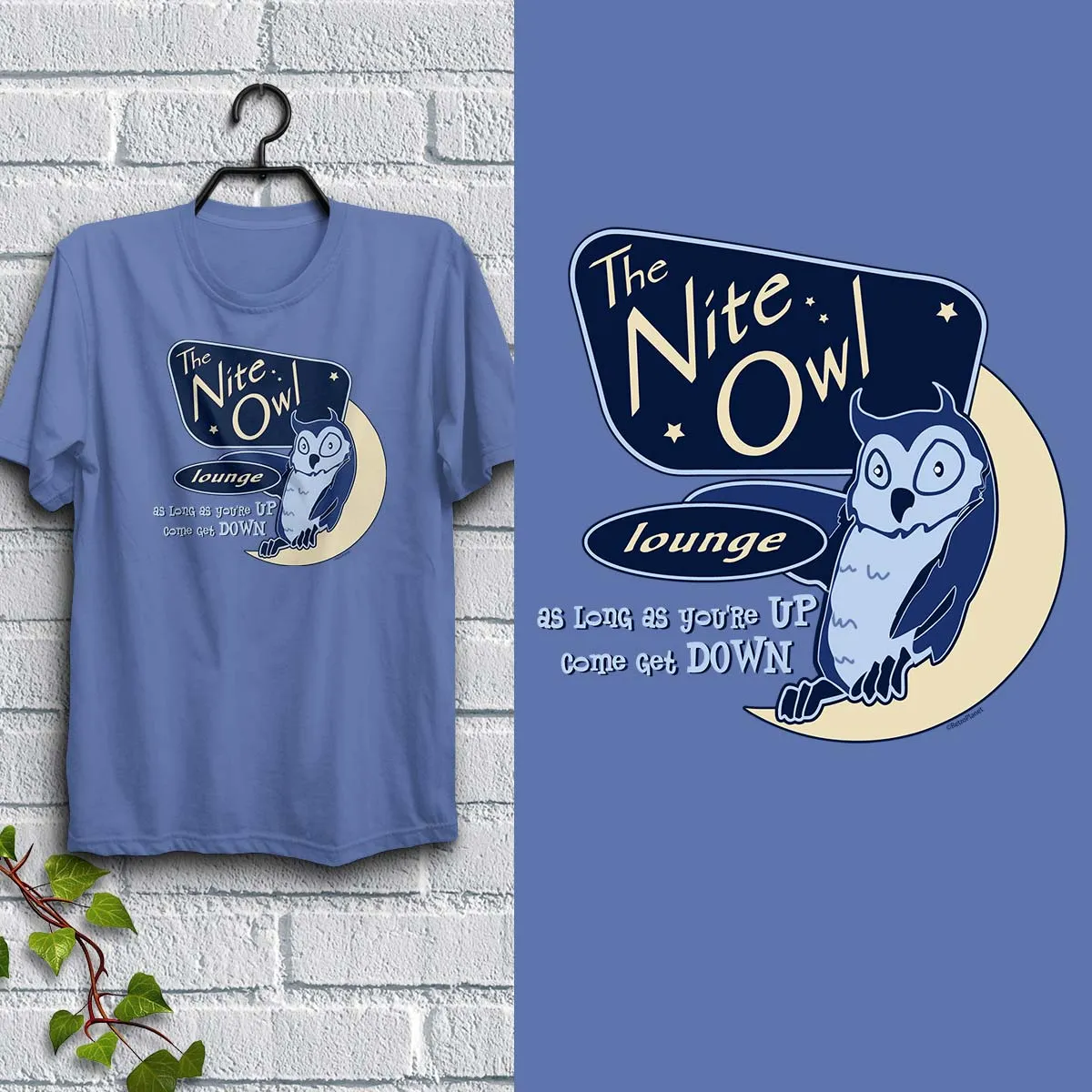 Nite Owl Lounge T-Shirt Adult Unisex S-2X 100% Cotton