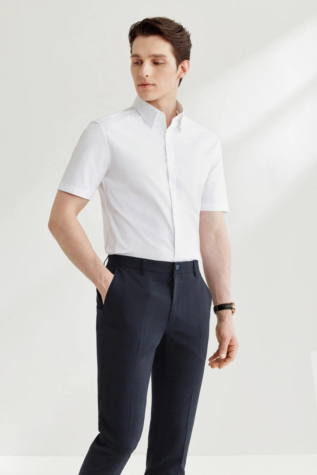 Non-Iron Easy Care Smart Fit Poplin Short Sleeve Shirt