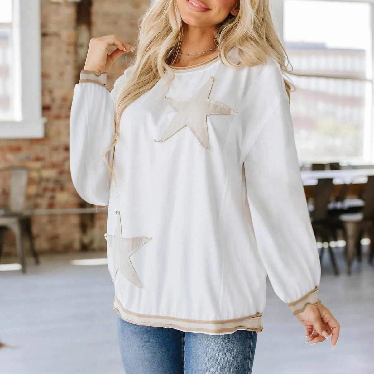 Oversized Star Sweatshirt for Women Y2k Long Sleeve Crewneck Pullover Sweater Shirt Hoodies Teen Girls Streetwear
