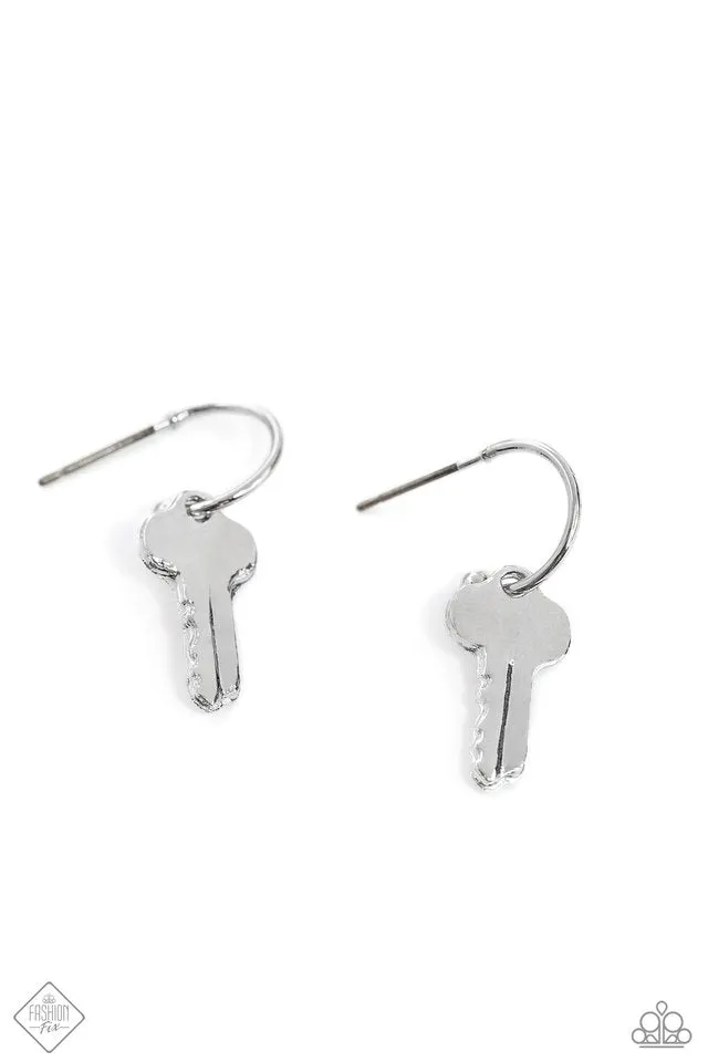 Paparazzi Earring ~ The Key to Everything - Silver