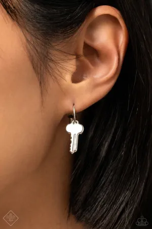 Paparazzi Earring ~ The Key to Everything - Silver