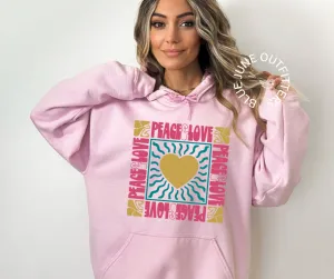 Peace & Love Retro Hippie Hooded Sweatshirt