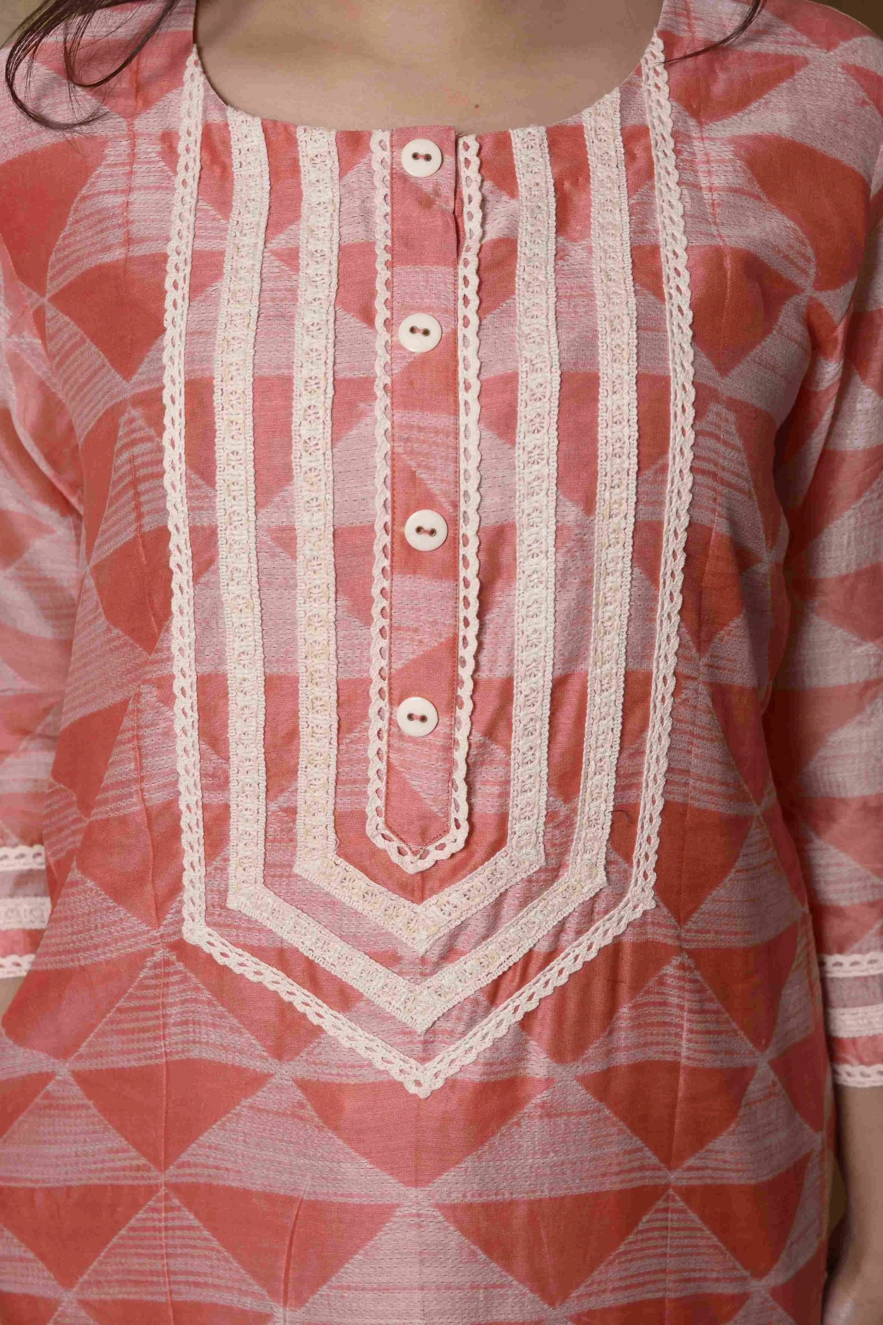 Peach Shibori Kurta-Pant Set