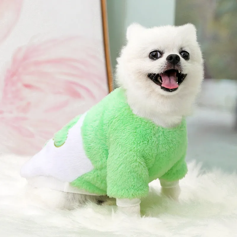 Pet Clothes Cute Autumn and Winter Warm Comfortable Cotton Velvet Clothes Two Feet