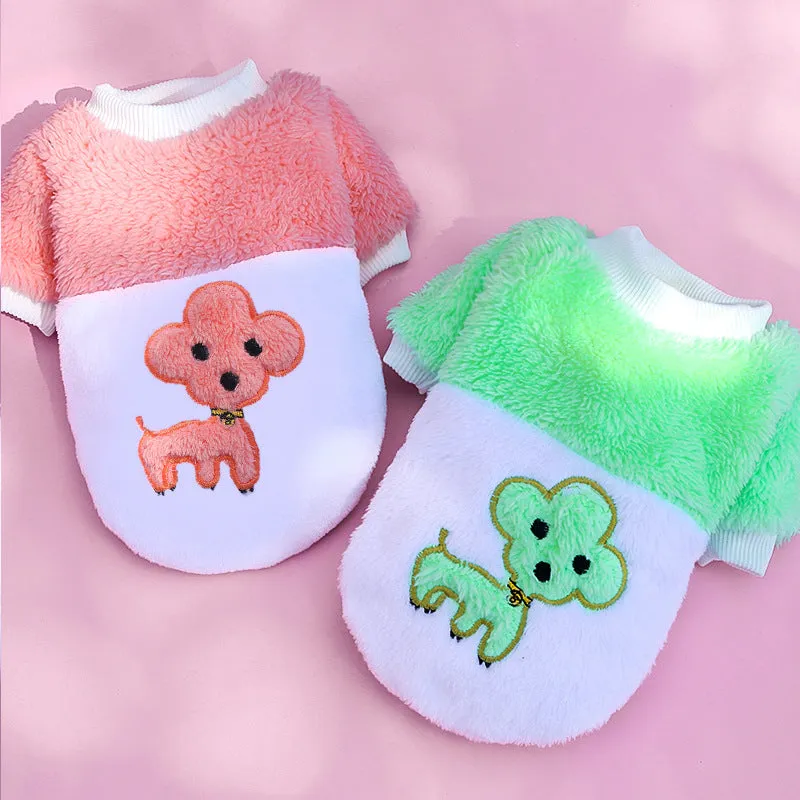 Pet Clothes Cute Autumn and Winter Warm Comfortable Cotton Velvet Clothes Two Feet