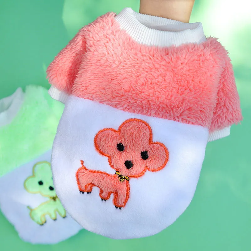 Pet Clothes Cute Autumn and Winter Warm Comfortable Cotton Velvet Clothes Two Feet