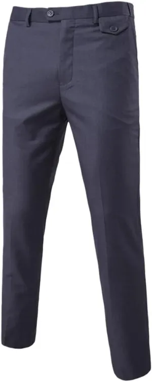 Purple Slim Fit Straight Dress Pants, Men Formal Office Flat-Front Trousers, Business Wedding Suit Pants