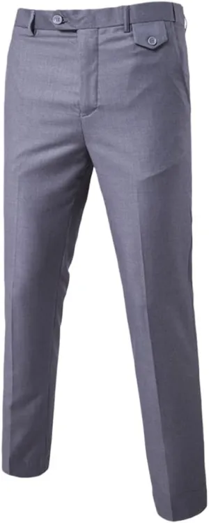 Purple Slim Fit Straight Dress Pants, Men Formal Office Flat-Front Trousers, Business Wedding Suit Pants