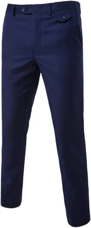 Purple Slim Fit Straight Dress Pants, Men Formal Office Flat-Front Trousers, Business Wedding Suit Pants