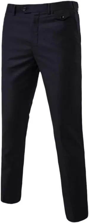 Purple Slim Fit Straight Dress Pants, Men Formal Office Flat-Front Trousers, Business Wedding Suit Pants