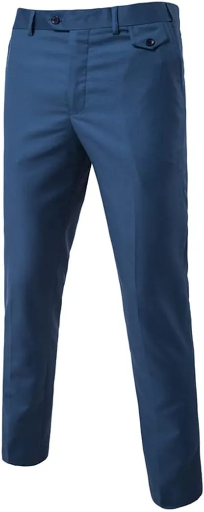 Purple Slim Fit Straight Dress Pants, Men Formal Office Flat-Front Trousers, Business Wedding Suit Pants