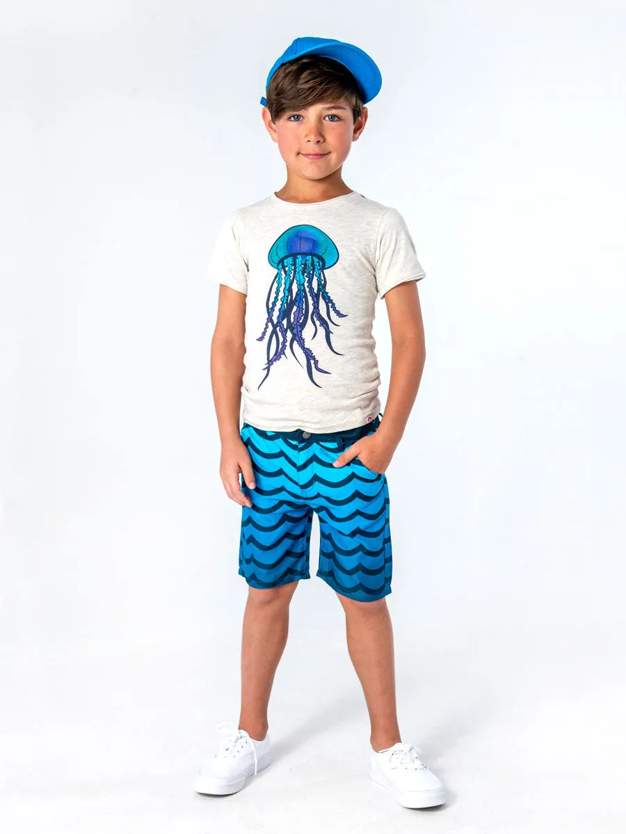 Quick-Dry Hybrid Shorts - Wavy Blue