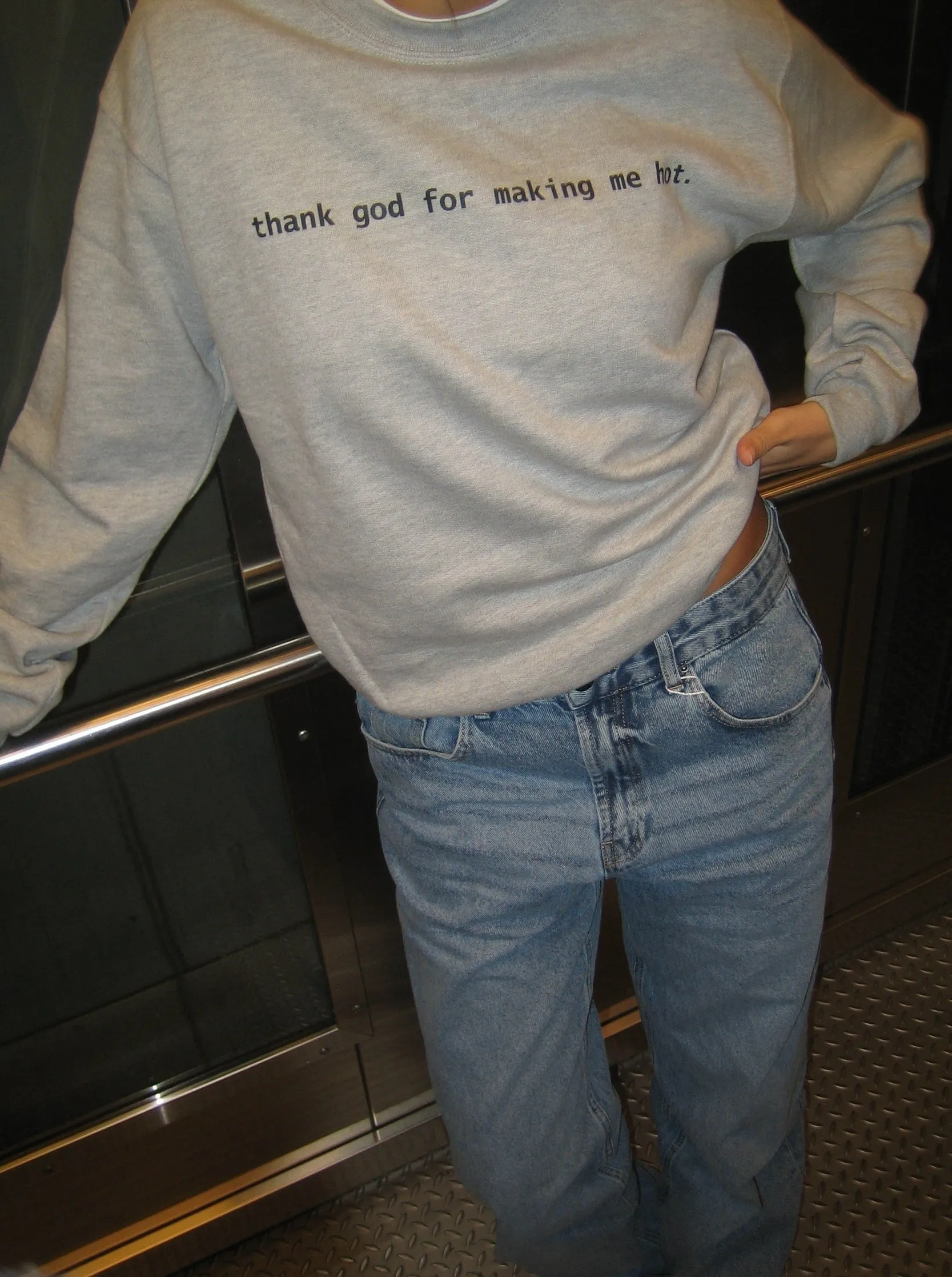 "Thank god for making me hot" sweatshirt - grey