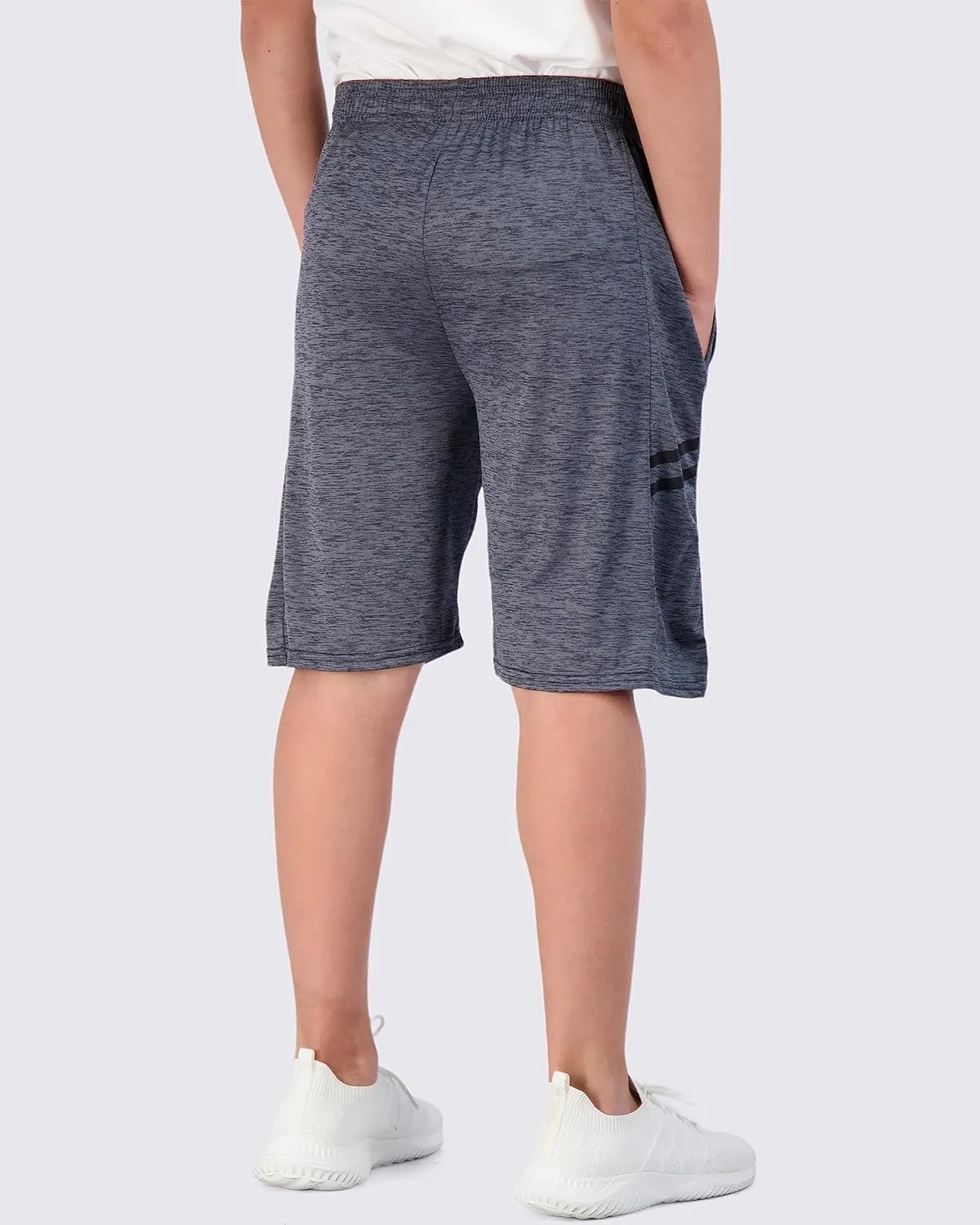 Real Essentials 5-Pack Youth Dry-Fit Active Athletic Basketball Gym Shorts with Pockets Boys & Girls