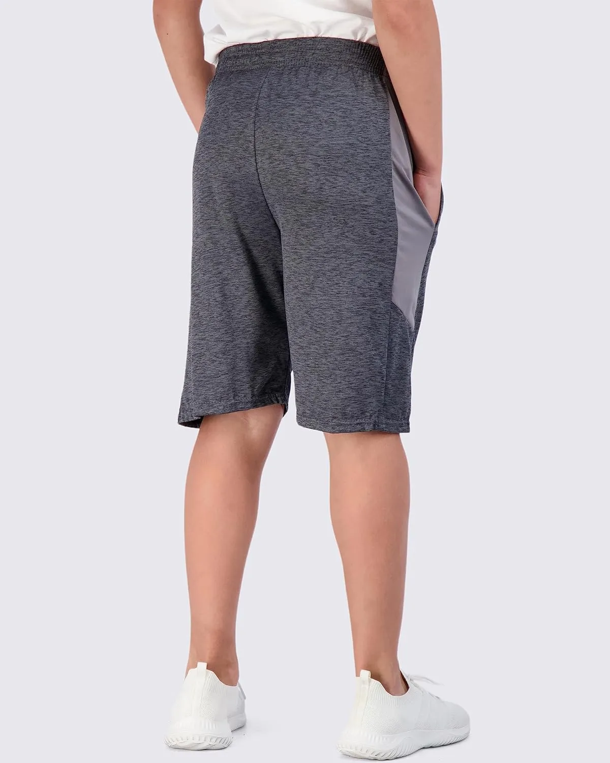 Real Essentials 5-Pack Youth Dry-Fit Active Athletic Basketball Gym Shorts with Pockets Boys & Girls