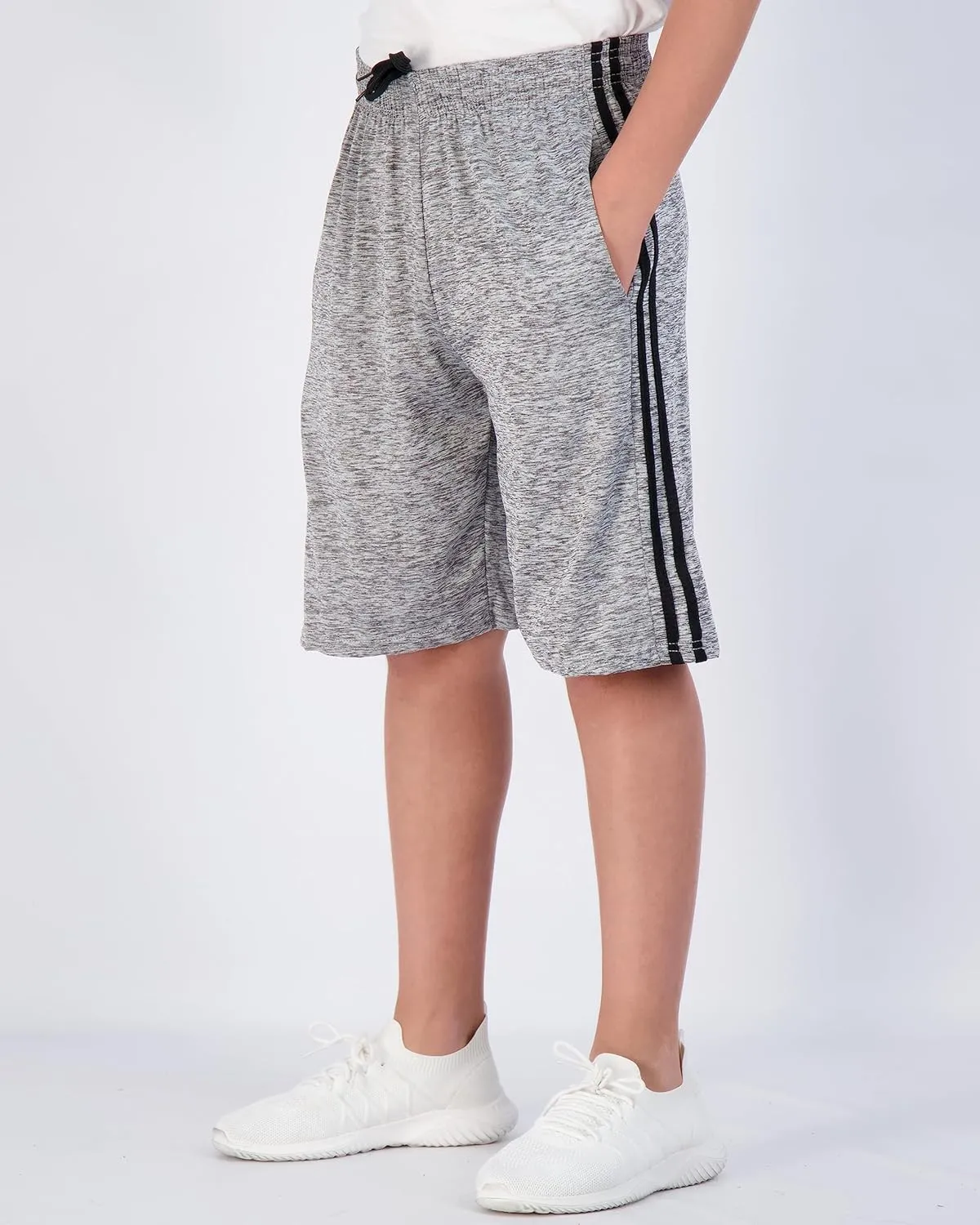 Real Essentials 5-Pack Youth Dry-Fit Active Athletic Basketball Gym Shorts with Pockets Boys & Girls