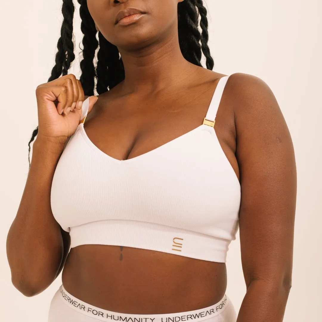 Recycled Wireless Bra DD  - White