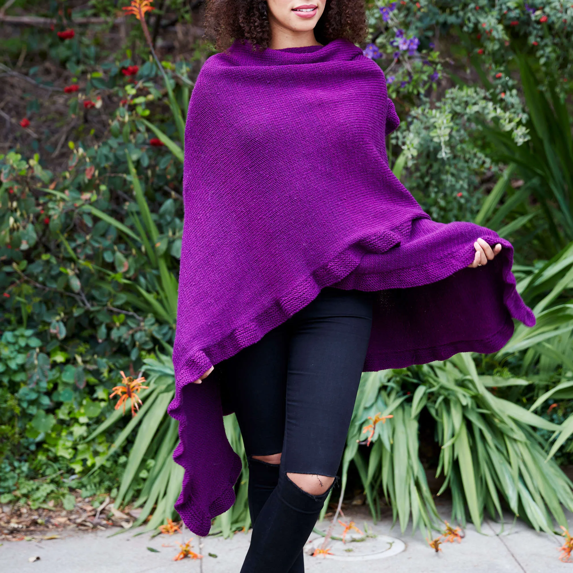 Red Heart Knit Effortlessly Chic Ruana